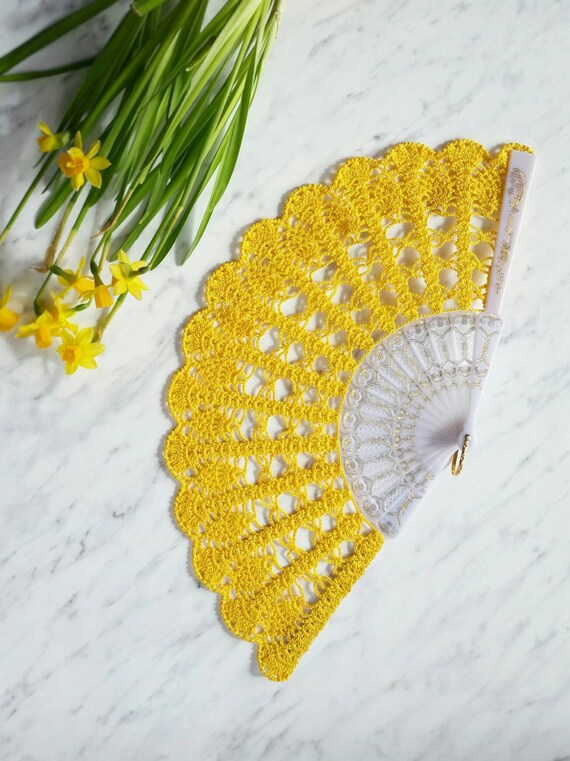 Hand Fan Yellow Hand Held Fan Bridal Bouquet Alternative