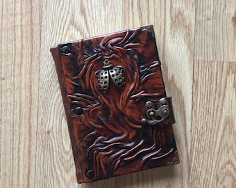 Steampunk Journal, Leather Journal, Leather Notebook, Sketchbook, Leather Diary, Rustic Journal, Ladybug Journal, Gift Idea
