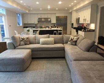 2 Piece/11 Cushion Sectional Slipcover- 1 Arm Cornering Sofa - 1 Arm Loveseat