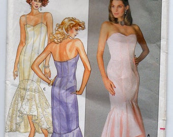 Bridal Prom Gown Bridesmaid Formal Wedding Dress Evening Wear Size 6 8 10 Sewing Pattern 1986 Butterick 3727