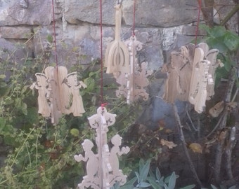 Ornament Christmas with 4 angels and a Bell Tower
