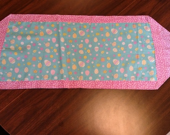 Easter Eggs and Pink Polka Dots Reversible Table Runner