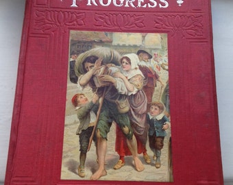 The Pilgrim's Progress - Easter gift - Vintage John Bunyan - Ambrose Dudley - Antique Religious book - vintage pilgrim's progress
