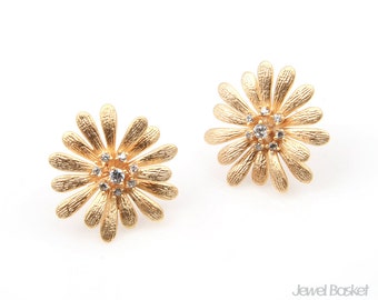 Daisy Earrings in Matte Gold / 18mm x 18mm / BMG238-E (2pcs)