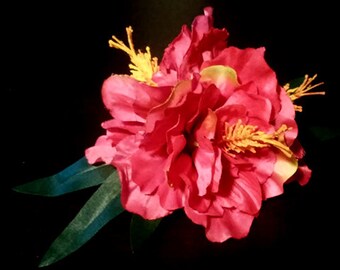 Pink Vintage Flower Tiki Hawaii 50s pin up rockabilly