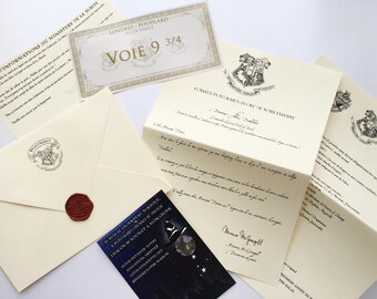 MAXI PACK - Lettre d'admission personnalisée à Poudlard - inspiré Harry Potter -Fan Art - liste fournitures,Poudlard Express, Sceau cire