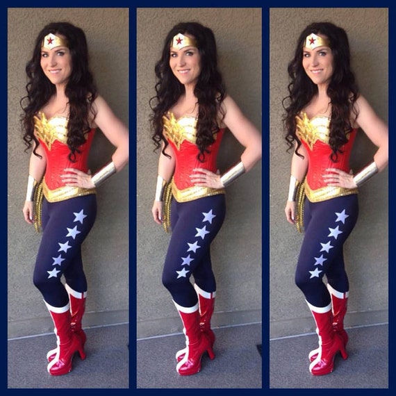  Wonder Superhero Woman PANTS NAVY with 5 white stars