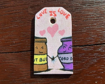 Tiny Wood Painting- Peanut Butter & Jelly- LOVE IS LOVE Collection