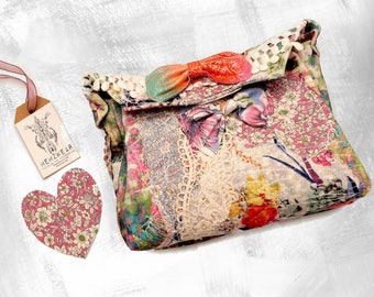 Boho makeup bag, lace bag , Bohemian bag