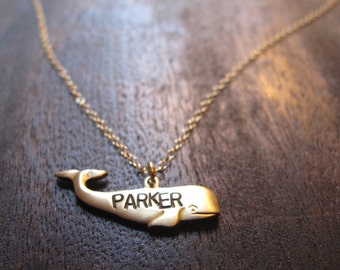 Name Whale Necklaces // Custom Initial or Word Necklaces // Personalized Necklaces // Engraved Jewelry // Girlfriend, Best Friend