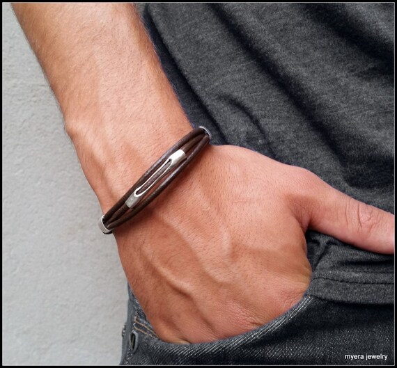 Men Leather Bracelet, Mens Statement Jewelry, Leather Cord Bracelet, Leather Cuff Wristband, Mens Cord Wristband, Mens Cuff Bracelet