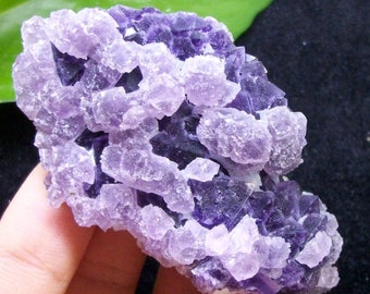 87g Great color - Pink Cubic Fluorite on Octahedron Purple Fluorite 2814 China
