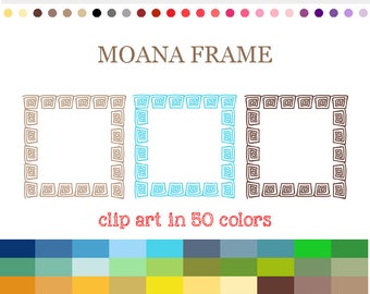 50 Colors Digital MOANA FRAME Clipart Digital Square Frame Clipart Frames and Borders Label Clipart Digital Labels For Jars Frames #C060