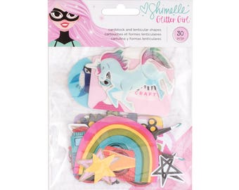 Shimelle glitter girl ephemera and hologram pieces