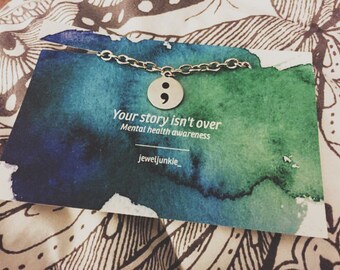 Mental Health Awareness Necklace, Your Story Isnt Over Jewelry, Mental Health Jewelry, Mental Health Necklace, Semicolon Necklace.