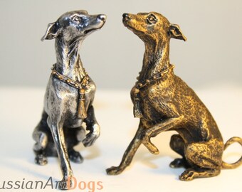 Italian greyhound Whippet Dog Miniature figurine statuette from the alloy of tin pewter (one piece)