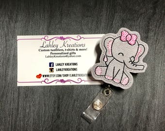 Elephant badge reel, badge clip, badge holder, retractable ID Badge, Animal badge clip