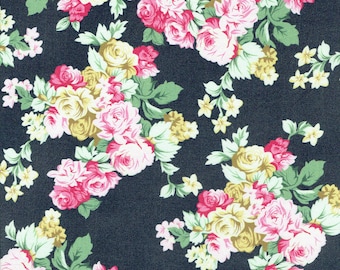 Rose print fabric | Etsy