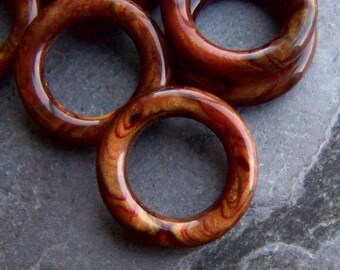 Big Hole Bead, Ring Bead, Hoop Bead, Marble Bead, Vintage Bead, Lucite Bead, Unique Beads, Brown Beads, Boho Beads, Tribal Beads, 12 Beads