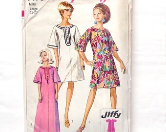 Vintage 60's Simplicity Jiffy Caftan Pattern #7170- Size 18-20 (Bust 38-40)