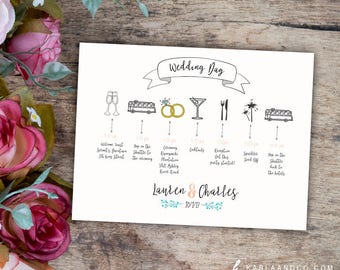 double sided - Custom Timeline Program - Wedding Timeline - Wedding Itinerary Timeline - DIGITAL FILE - Wedding Printables