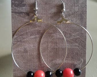 Red and black hoop earrings