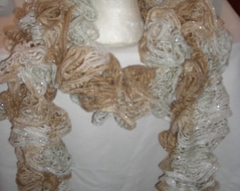 Handmade Knit Ruffle Scarf appr 4 x 65