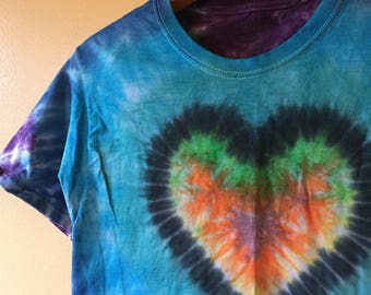 Vtg handmade heart tye dye tee