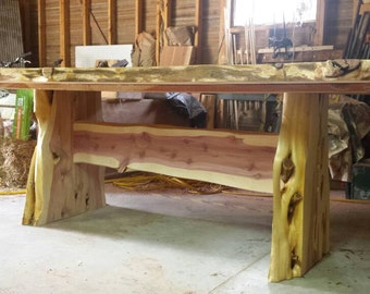 Cedar Table, Rustic Cedar Dining Table, Cedar Dining Table, Live Edge Table, Slab Style
