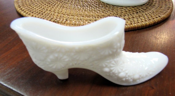 White milk glass miniature shoe