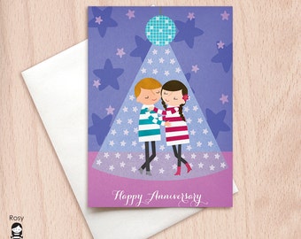 Anniversary Dance - Slow Dance - Boy & Girl - Happy Anniversary Greeting Card