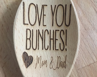 Love You Bunches Large Personalized Wooden Spoons, Custom Spoon, Engraved Spoon, House Closing Gift, Housewarming Gift, Wedding Gift, Foodie