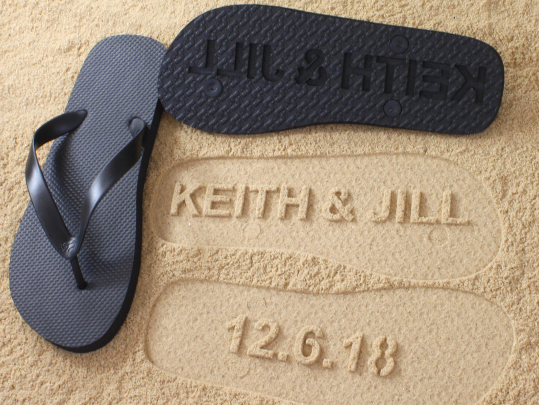 Anniversary Flip Flops Custom Date check size chart see 3rd