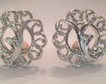 Vintage Sarah Coventry Silver Scrolled Earrings Costume Jewelry