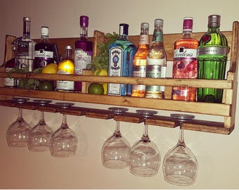 Bespoke reclaimed wooden gin and tonic rack