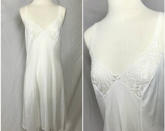 Olga White Nylon Full Slip with Sheer Lace Cups - Size Bust 36
