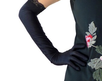 Retro Black Glove, Vintage Glove, Lace, Evening, Long, Short, Flapper Glove,Roaring 20s,Flapper Accessories,Costume Glove Great Gatsby 1920s