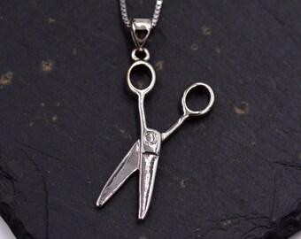 Sterling Silver Scissors Design Pendant Necklace 20'' z49