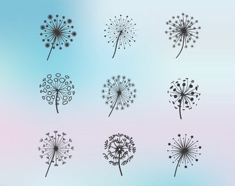 Set of Dandelions SVG- Silhouette Dandelion Digital Design- Stencils Dandelion- DXF Studio- Cricut Dandelion file- Clipart- Commercial Use