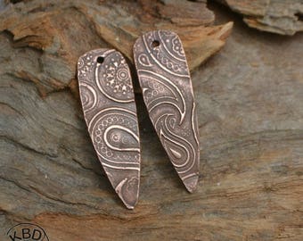 Handmade Copper Paisley Shard Component pair