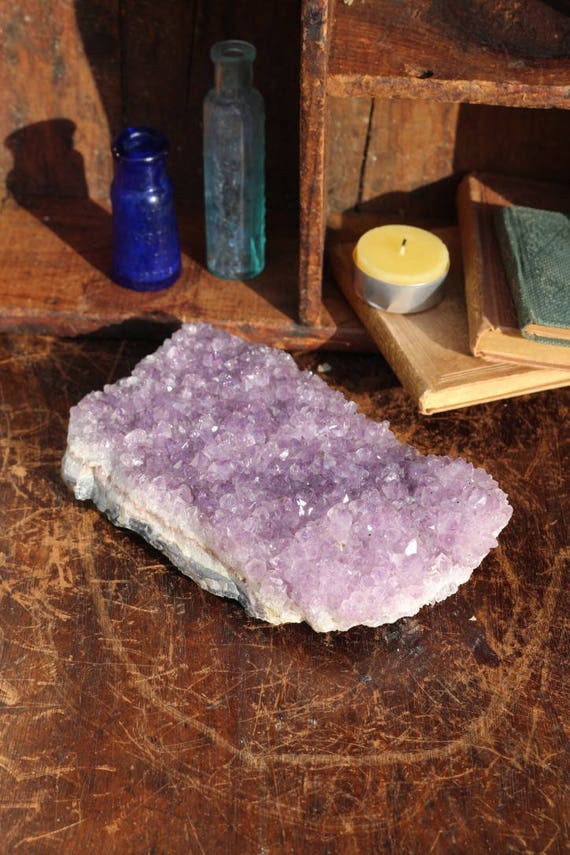Amethyst Cluster 814g, Raw Amethyst Geode, Amethyst Plate, Standing Amethyst, Raw Crystal Cluster Healing Crystals & Stones, Jewelry Display