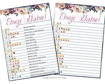 Bridal Shower Emoji Game Fun Unique Games DIY PDF Wedding