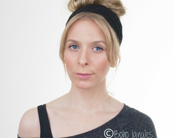 Black Lace Headband, Wide Lace Headband Stretchy Hairband, Rustic Wedding, Elastic Headband, Womens Headband