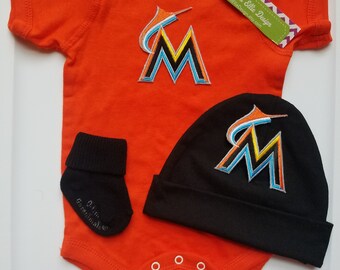 Miami Marlins baby outfit/Marlins baby outfit/Miami Marlins baby shower gift/Marlins take home outfit/