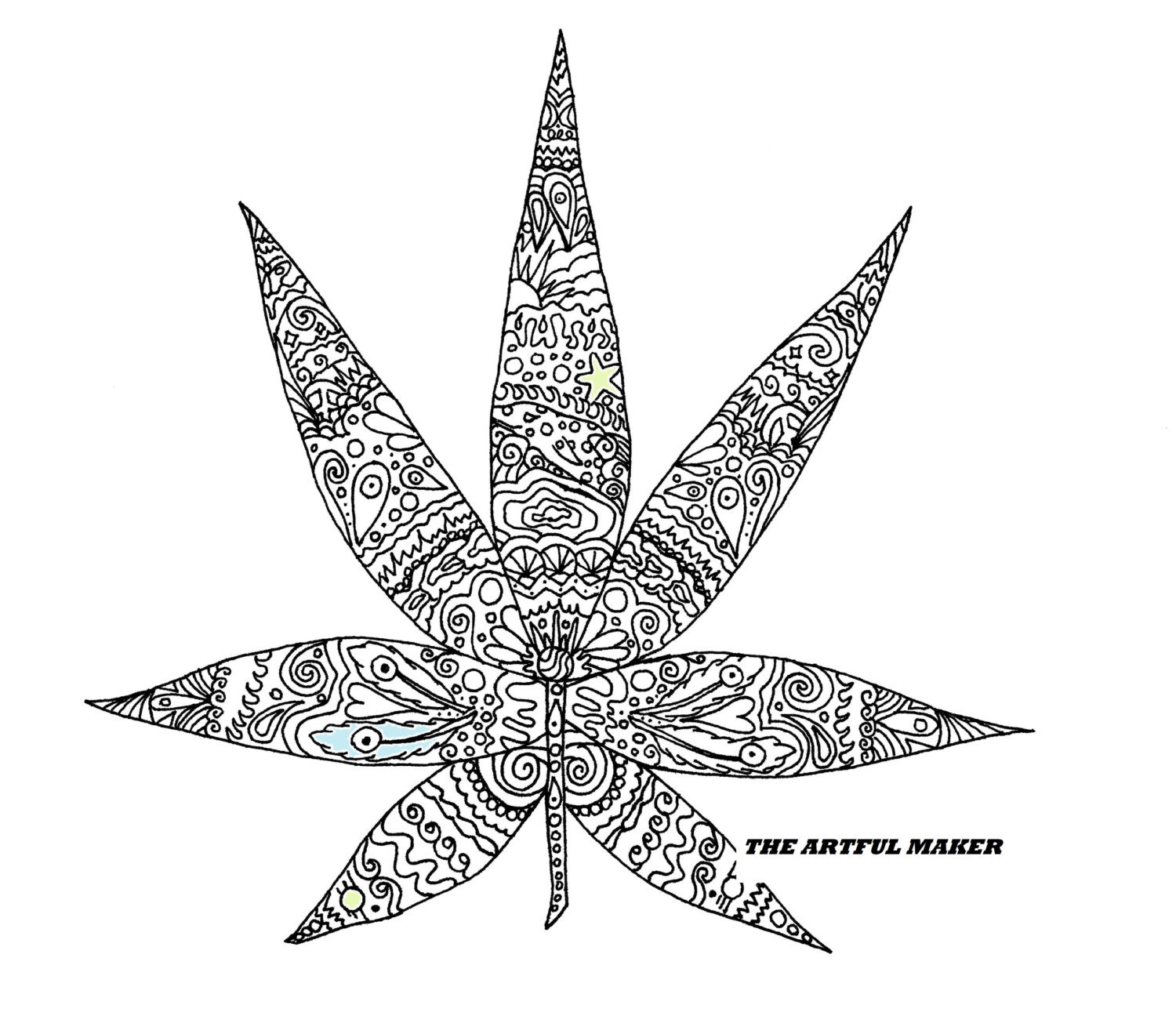 sweet leaf adult coloring page by the artful maker