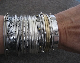 Chunky Wabi Sabi ..... Sterling Silver Bangle Bracelet
