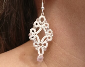 lace earrings, wedding earrings, tatted earrings