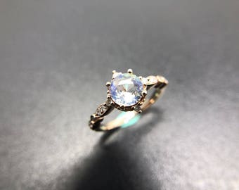 Moonstone Engagement Ring 18k Gold Moonstone Wedding Ring Antique Moonstone Engagment Ring Diamond Moonstone Wedding Ring RoseGold Moonstone