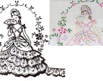Southern Belle - Crinoline Lady pillowcase eyelet & embroidery pattern mo2425