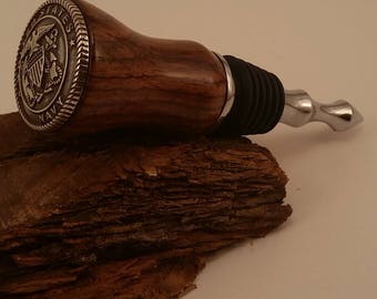 Wine Stopper in Honduras Rosewood with a Navy concho